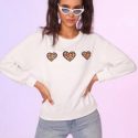 Heart Print Drop Shoulder Sweatshirt