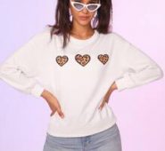 Heart Print Drop Shoulder Sweatshirt