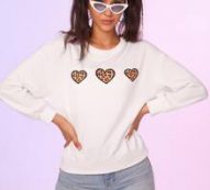 Heart Print Drop Shoulder Sweatshirt