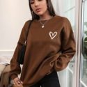 Heart Print Thermal Lined Sweatshirt