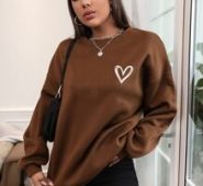 Heart Print Thermal Lined Sweatshirt