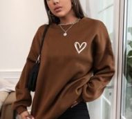 Heart Print Thermal Lined Sweatshirt