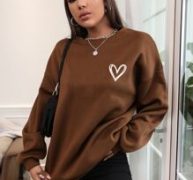 Heart Print Thermal Lined Sweatshirt