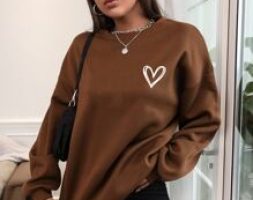 Heart Print Thermal Lined Sweatshirt