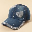 Heart Rhinestone Decor Baseball Cap