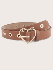 Heart Shaped Buckle Eyelet Belt