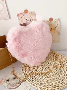 Heart Shaped Fluffy Crossbody Bag