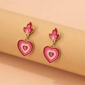 Heart & Flame Decor Drop Earrings