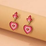 Heart & Flame Decor Drop Earrings