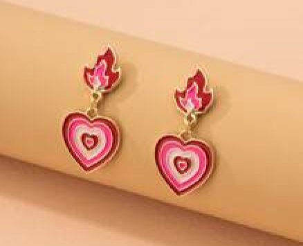Heart & Flame Decor Drop Earrings
