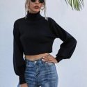 High Neck Crop Sweater