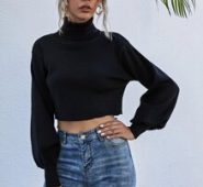 High Neck Crop Sweater