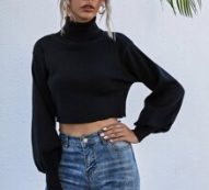 High Neck Crop Sweater