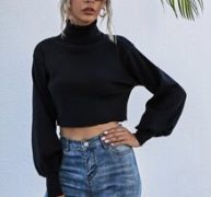 High Neck Crop Sweater