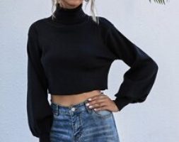 High Neck Crop Sweater
