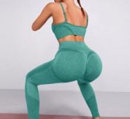 High Stretch Solid Sports Bra & Wide Band Waist Leggings