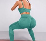 High Stretch Solid Sports Bra & Wide Band Waist Leggings