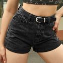 High Waist Denim Shorts With Belt