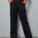 High Waist Flap Pocket Pants