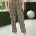 High Waist Plaid Print Pants