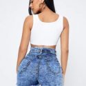 High Waist Raw Hem Denim Shorts