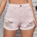 High Waist Ripped Denim Shorts