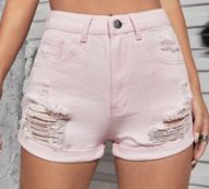 High Waist Ripped Denim Shorts