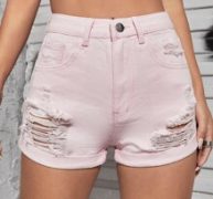 High Waist Ripped Denim Shorts