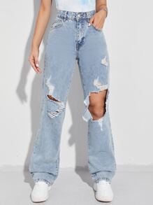 High Waist Ripped Jeans