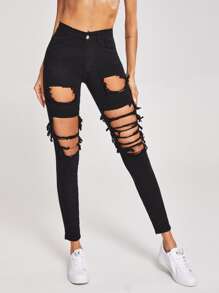 High Waist Ripped Skinny Jeans