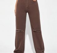 High Waist Ripped Wide Leg Jeans