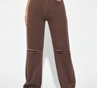 High Waist Ripped Wide Leg Jeans