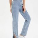 High Waist Slit Hem Jeans