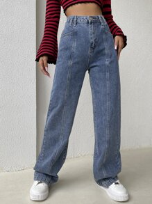 High Waist Straight Jeans