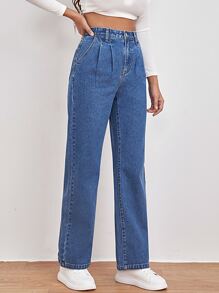 High Waist Straight Leg Jeans