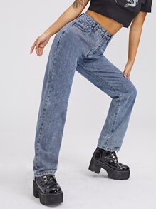 High Waist Straight Leg Jeans