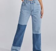 High Waist Two Tone Jeans