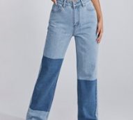 High Waist Two Tone Jeans