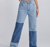 High Waist Two Tone Jeans