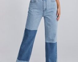 High Waist Two Tone Jeans