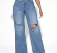 High Waist Wide Leg Ripped Jeans