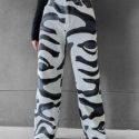 High Waist Zebra Stripe Jeans