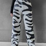 High Waist Zebra Stripe Jeans