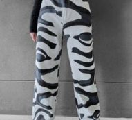 High Waist Zebra Stripe Jeans