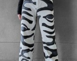 High Waist Zebra Stripe Jeans
