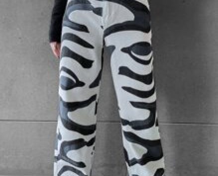High Waist Zebra Stripe Jeans