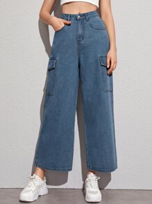 High-Waisted Cargo Jeans