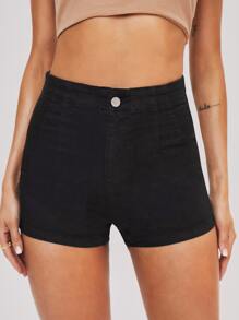 High-Waisted Denim Jegging Shorts