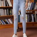 High-Waisted Distressed Skinny Jeans