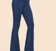 High Waisted Flare Hem Skinny Jeans